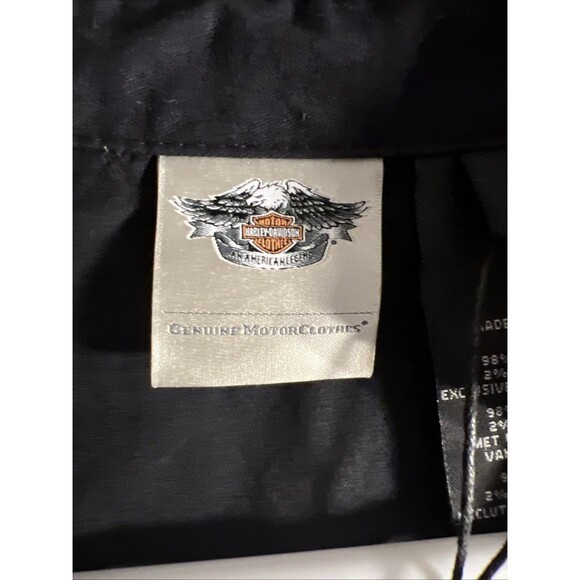 Harley Davidson Black Full Zip Sleeveless Shirt Womens Medium Rhinestones Wings - Picture 6 of 10